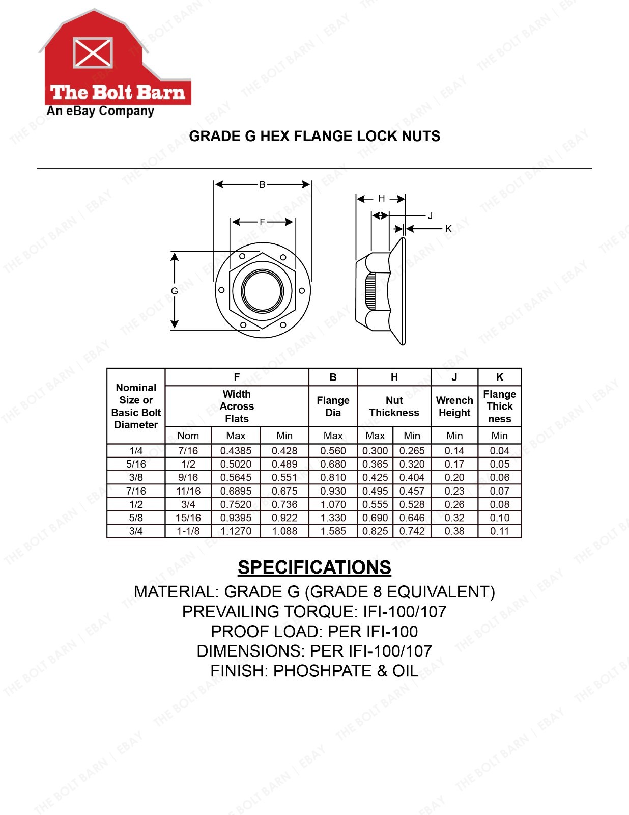 (5) 1/2-13×3-1/2 Grade 8 Hex Flange Bolts & (5) 1/2-13 Gr.G Flange Lock Nuts