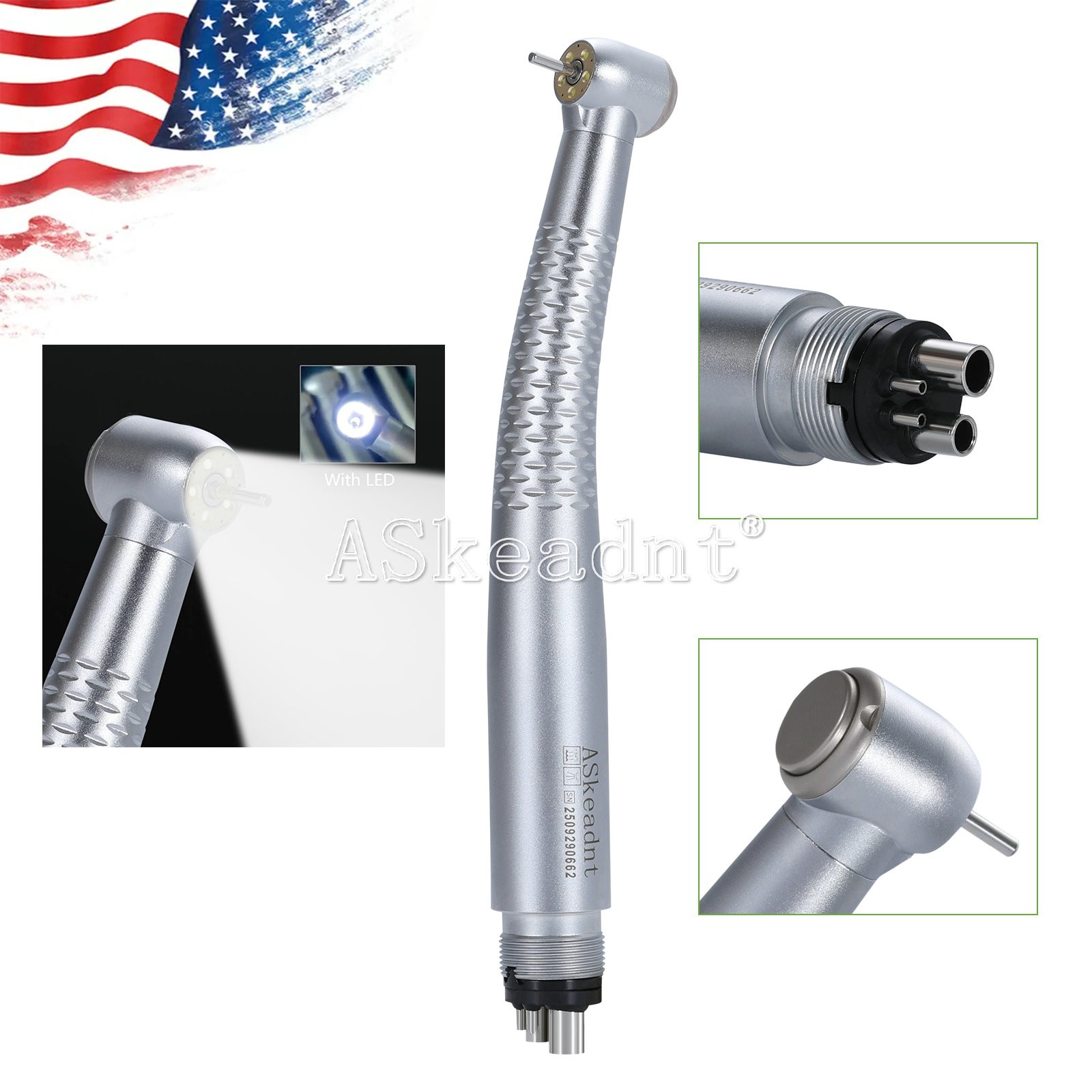 1-10*Dental 5 Led High Speed Handpiece Shadowless E-generator 5LED Hand piece 4H