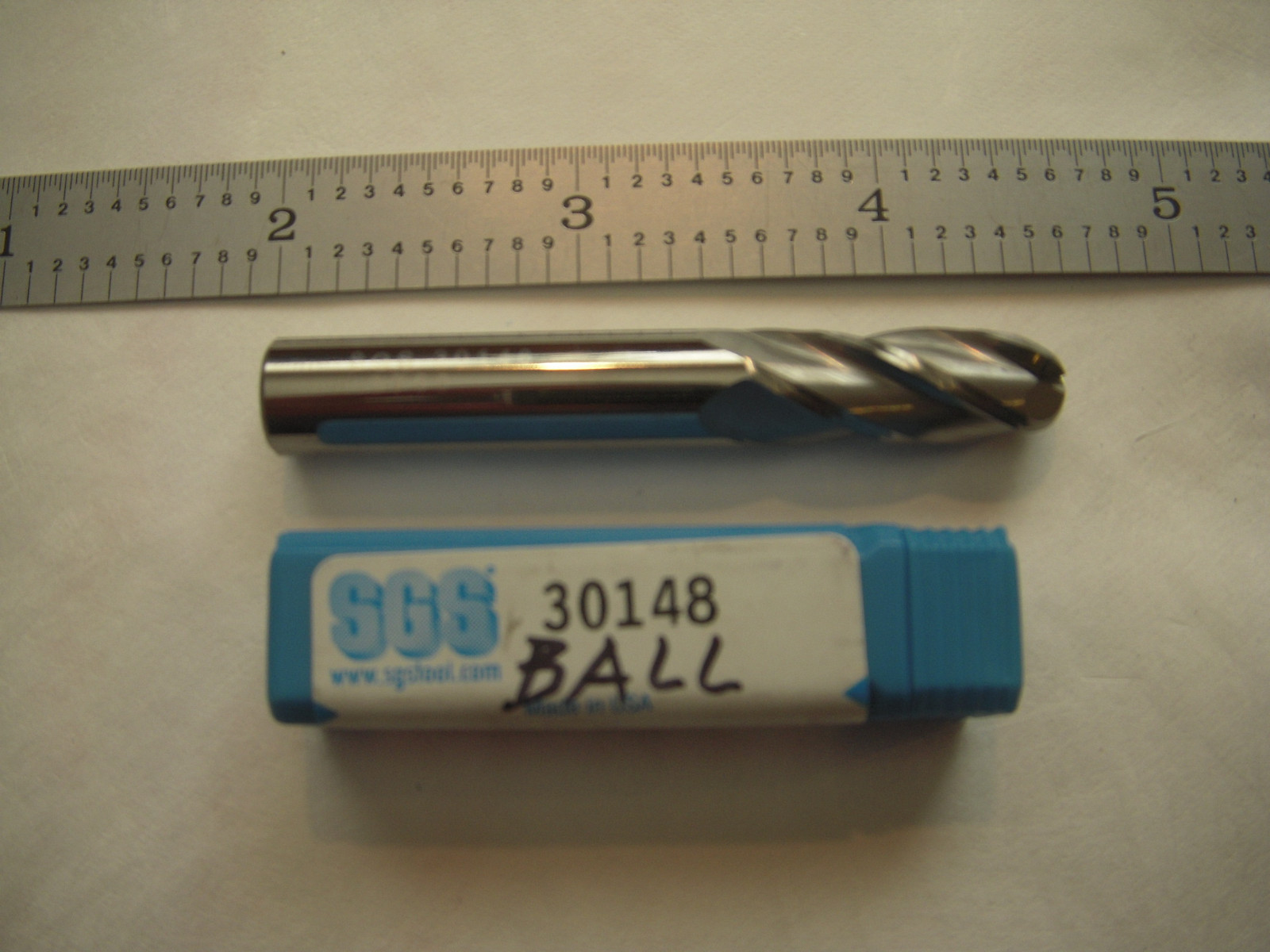 NEW SGS USA 3/8″ D X 1″ LOC X 2 1/2″ OAL 4FL C.C. CARBIDE BALL ENDMILL #30148