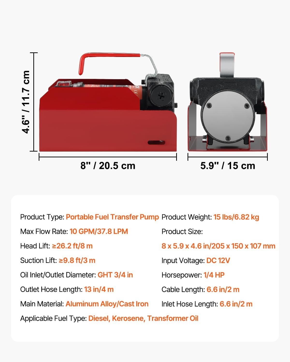 Durable 12V DC Fuel Pump with Automatic Shut-off – Ideal for Diesel & Oil