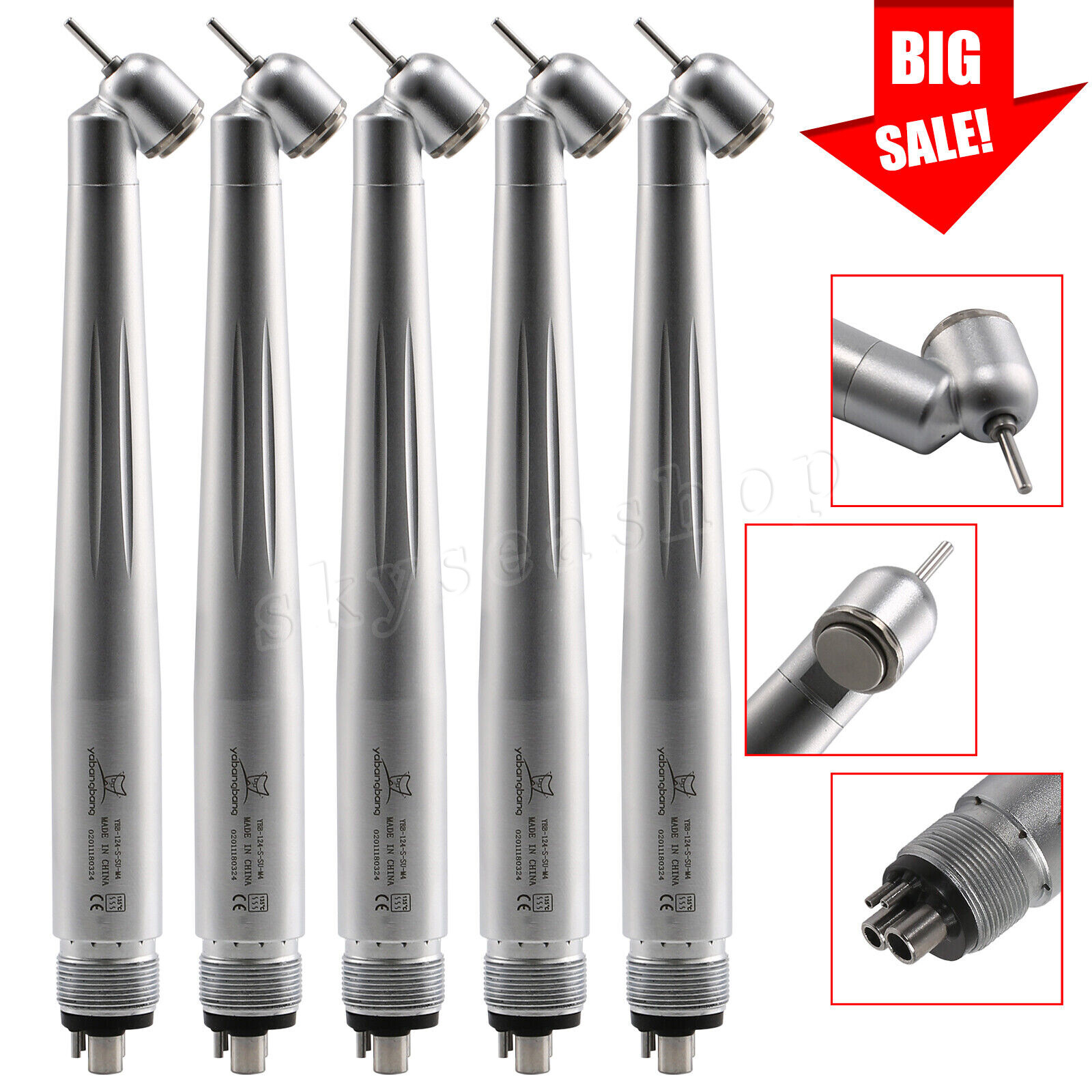 1-5 NSK Style Dental 45 Degree Surgical High Speed Handpiece Push Button 4Hole