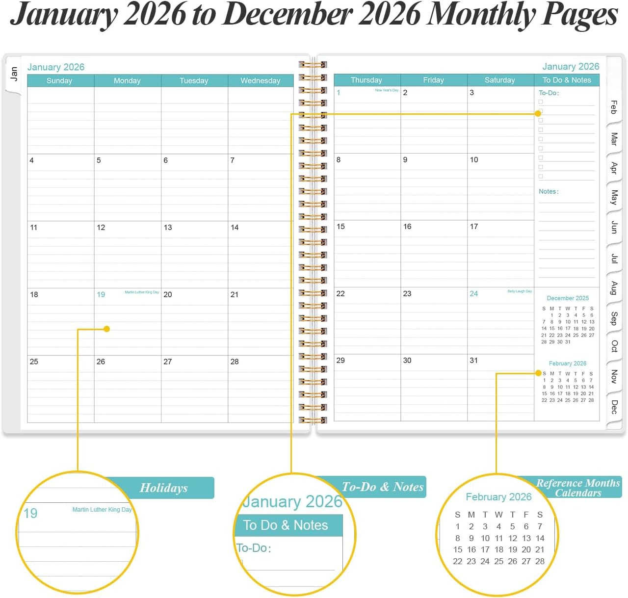 2026 Planner – Planner 2026 from January 2026 to December 2026 with 12 Monthly T