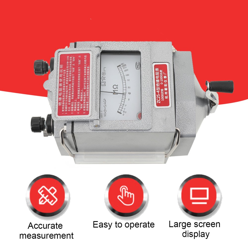 Hand Crank Insulation Resistance Tester 1000V 0-1000MΩ High Precision Meter