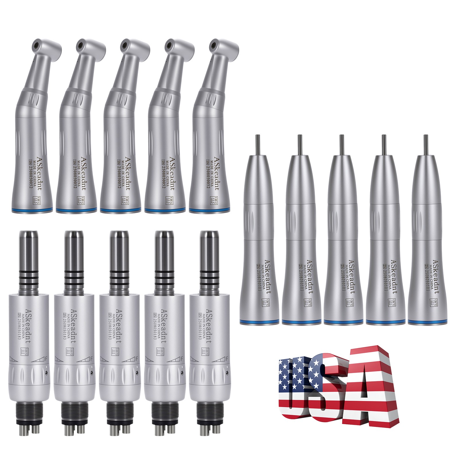 1-10 Packs Dental Inner Water Spray Contra Angle Slow Speed Handpiece Kit 4Holes