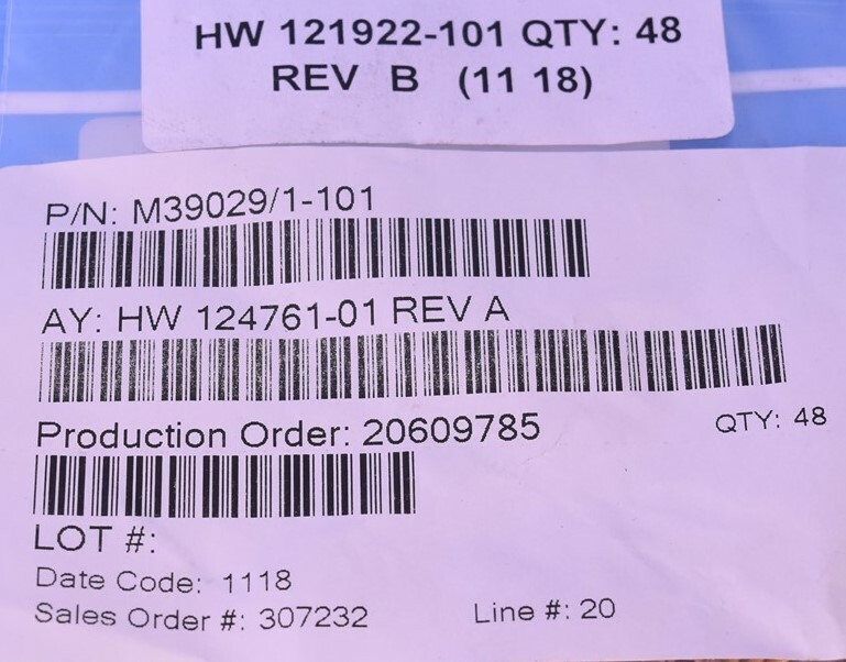 48 TE Connectivity Contact Pin 16-20 AWG Crimp P/N: M39029/1-01