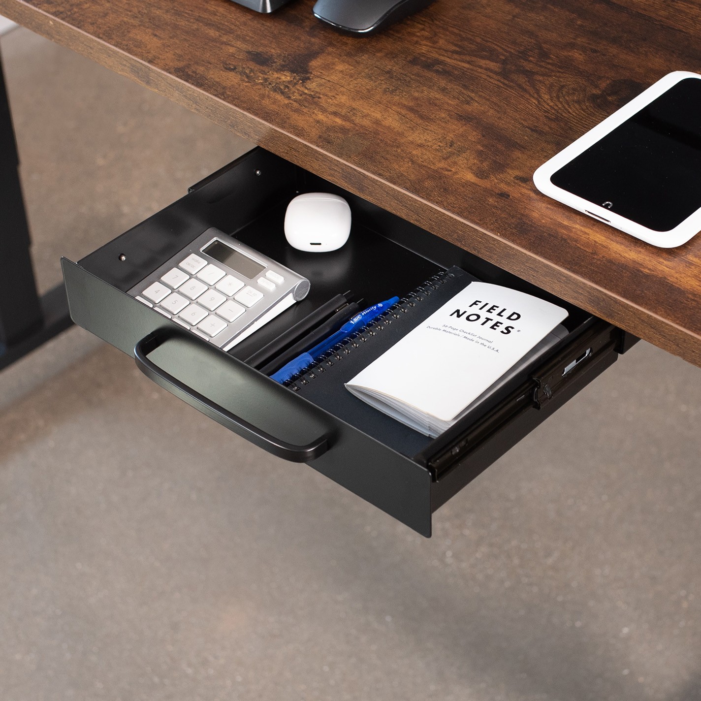 VIVO Black Space Saver Sliding Under Desk Storage Drawer with Pull Handle