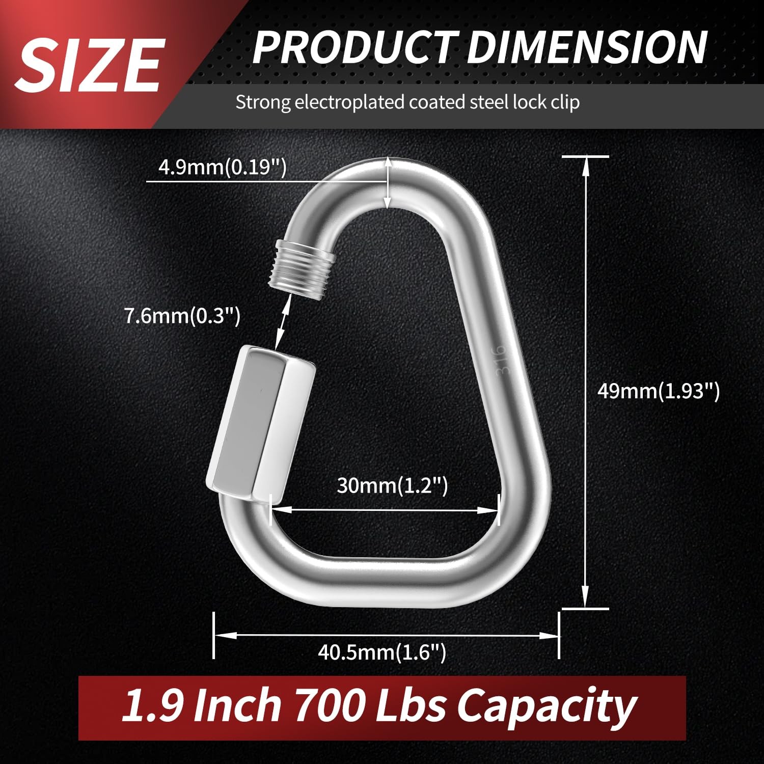 Delta Quick Links 1.9″ 316 Stainless Steel Locking Connector – 4 Pack, 700Lbs