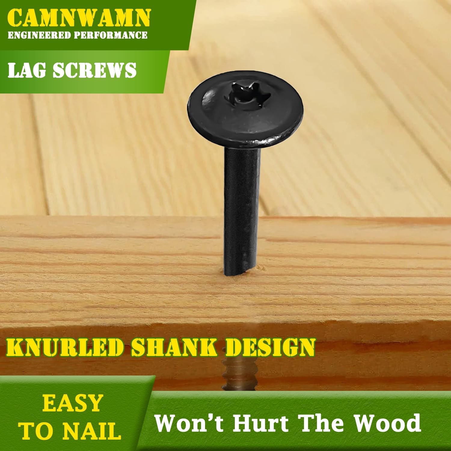 [Pack of 50] #14 x 6 Wood Structural Lag Screws, Black Coated x 6″,