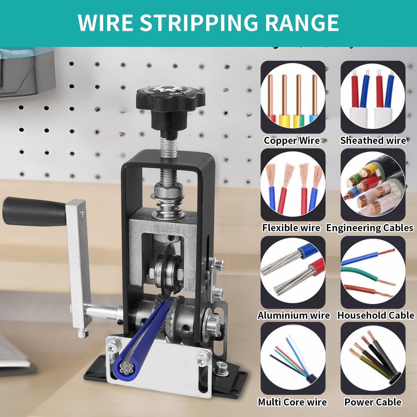 Manual Wire Stripping Machine Drill Powered Hand Crank Wire Stripper Tool 1-21MM