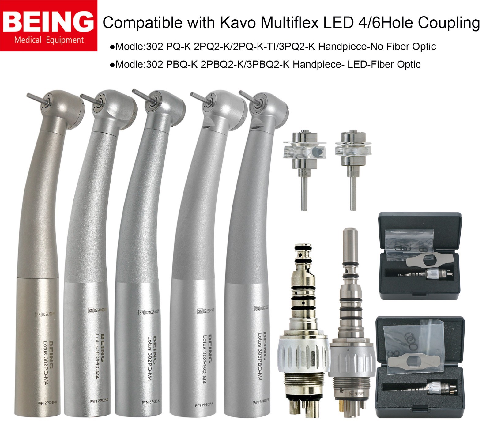 BEING Dental Handpiece High Speed Fiber Optic LED For KaVo MULTIflex NSK Coupler
