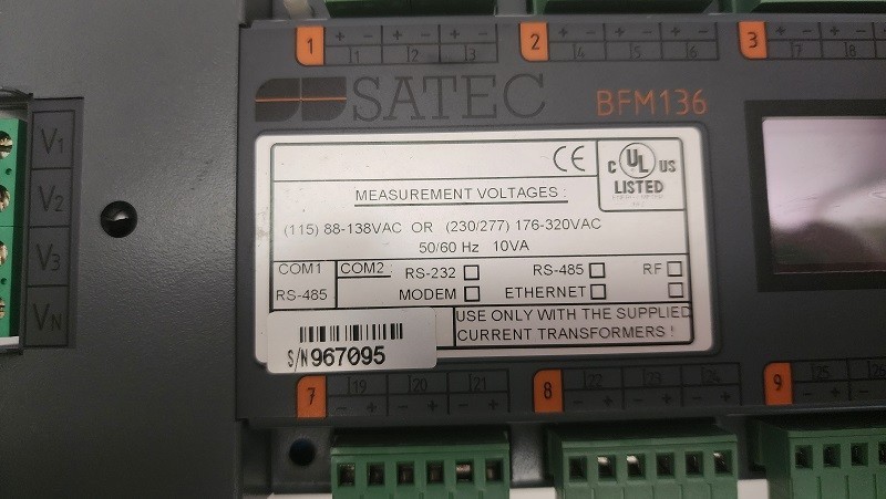 SATEC BFM136-60HZ / BFM13660HZ Branch Monitor Multi-channel Energy Meter