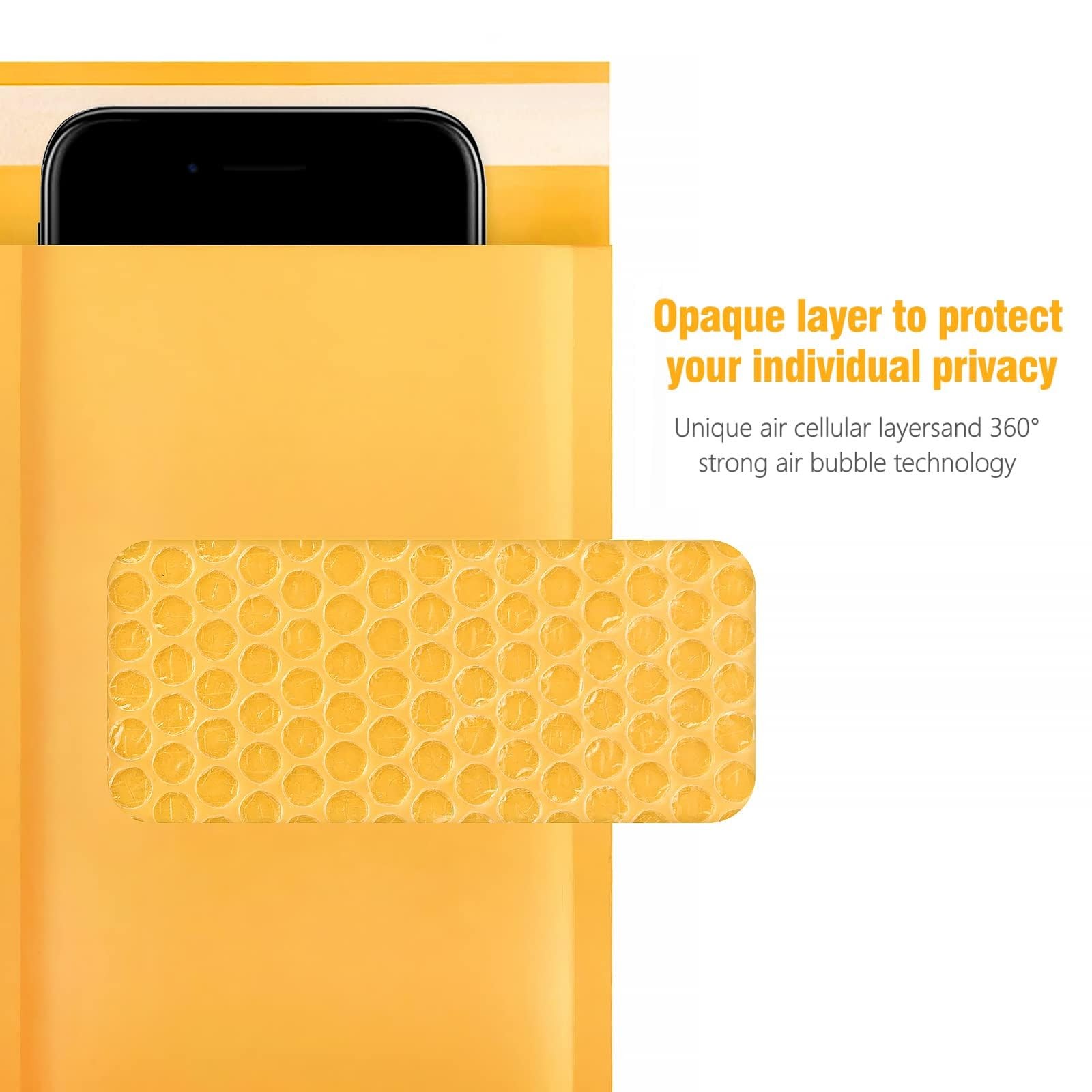 HBlife 50Pcs Bubble Mailers, 4×8 Inches Self Seal Kraft 4*8 50PCS, Yellow