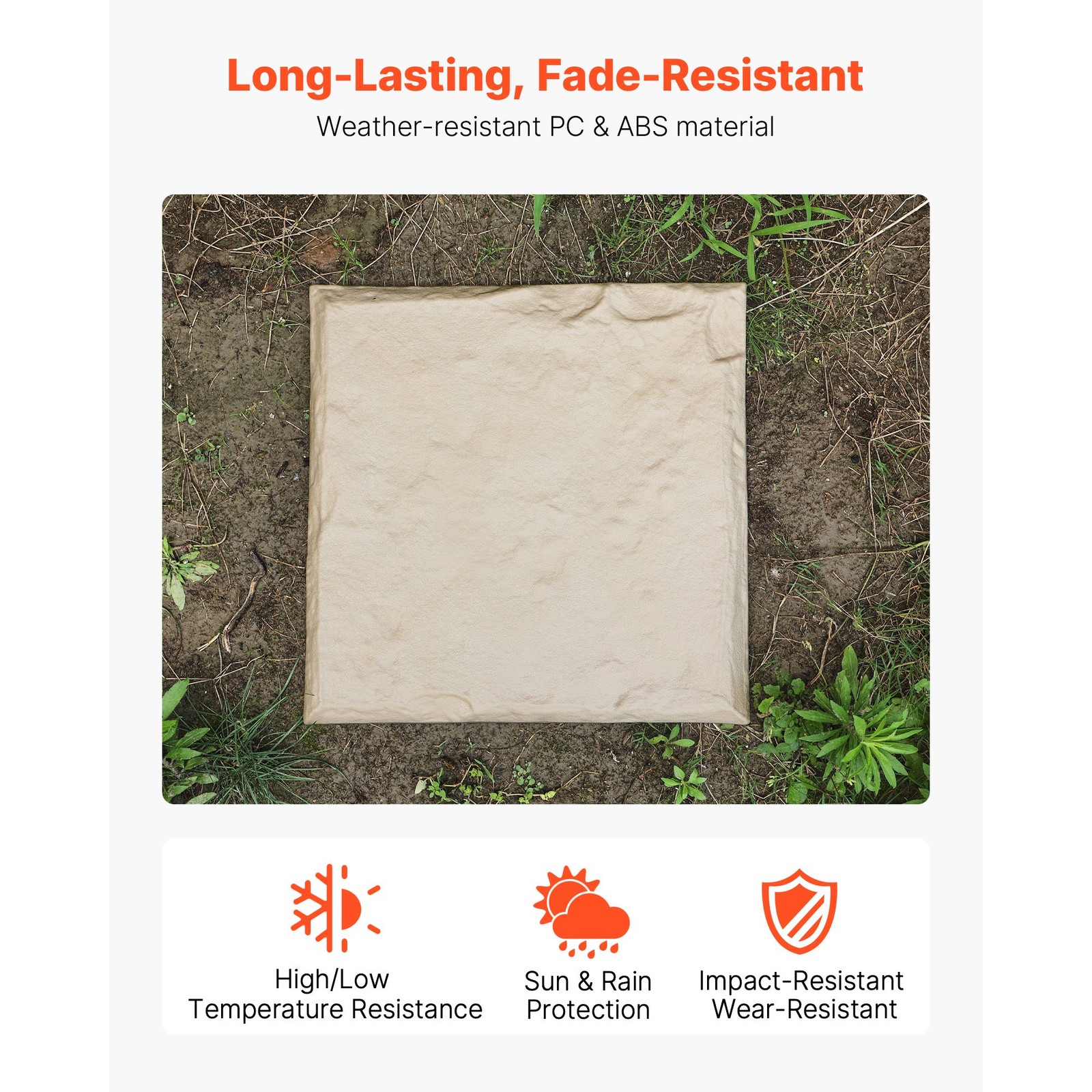 16pc 15.5in Garden Stepping Stones with Stakes, Weather – Resistant Plastic