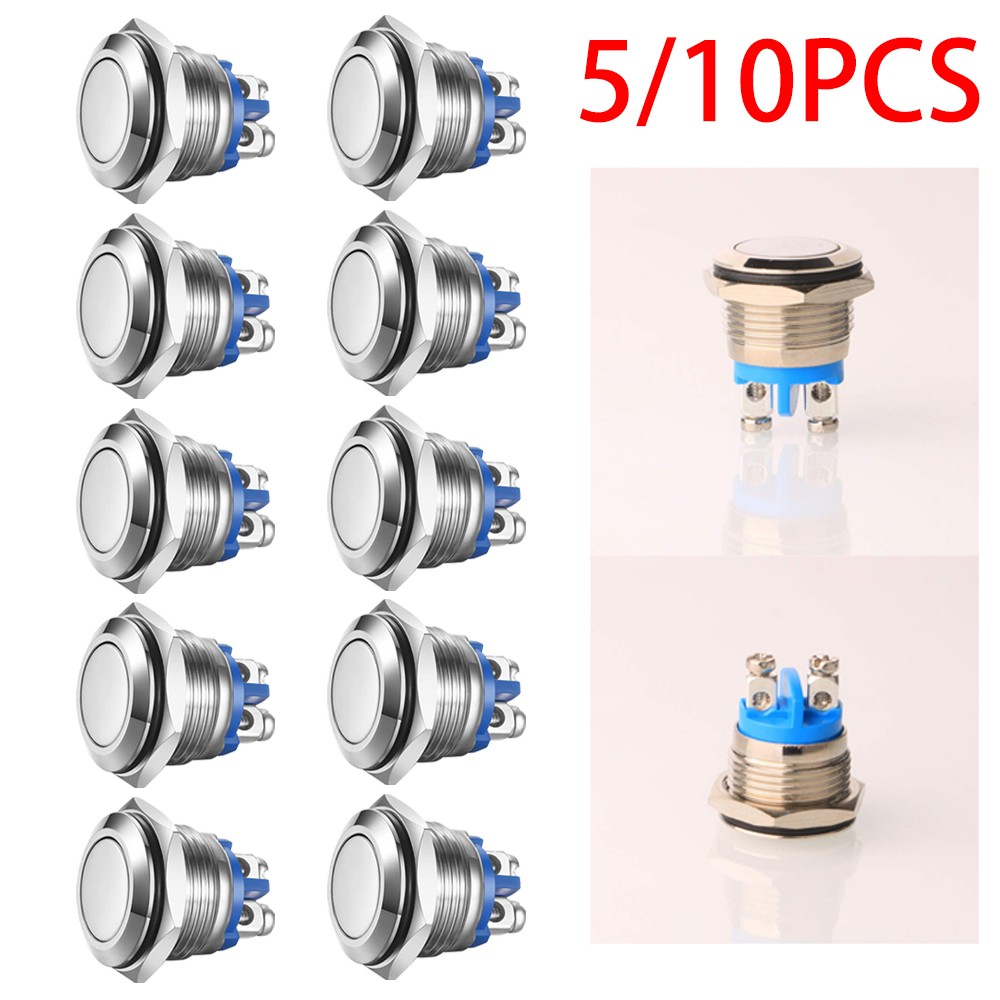 5/10x Metal Boat Horn Momentary Push Button 12mm Stainless Steel Starter Switch