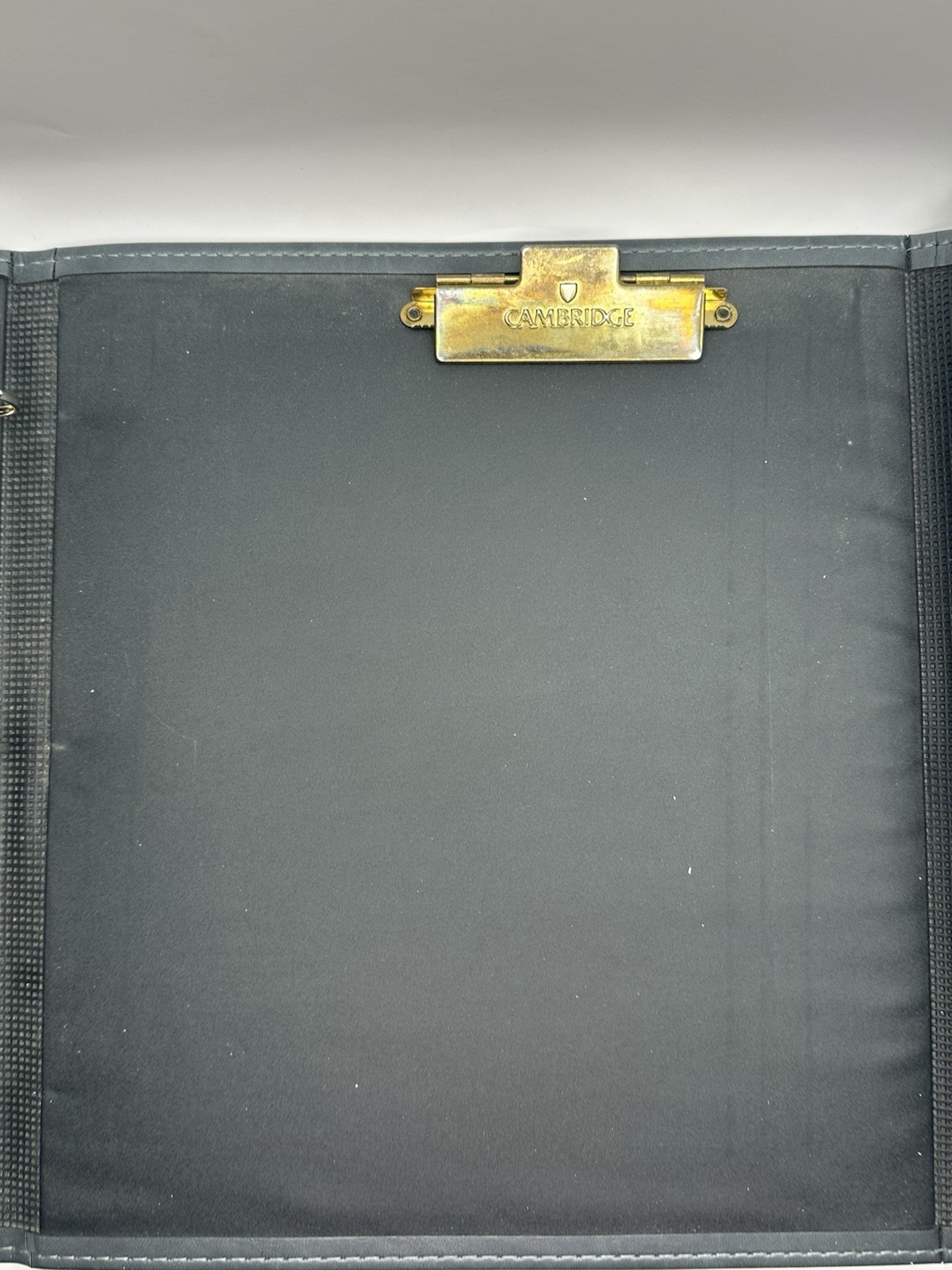Cambridge Gray Leather Daily Use Binder with Metal Corners & Card Holder