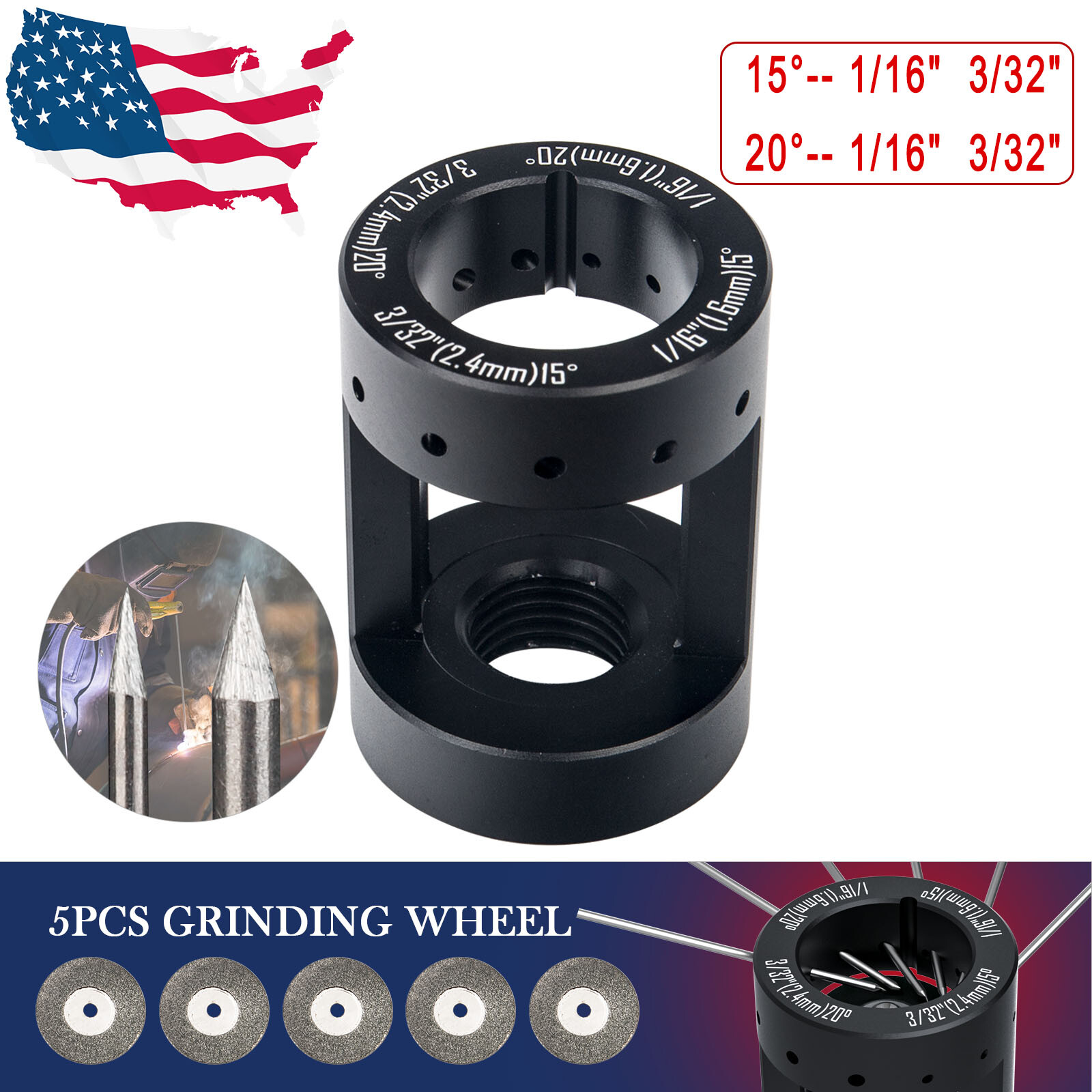 Tungsten Electrode Sharpener / Grinder TIG Welding Multi-Angle Offsets Tool