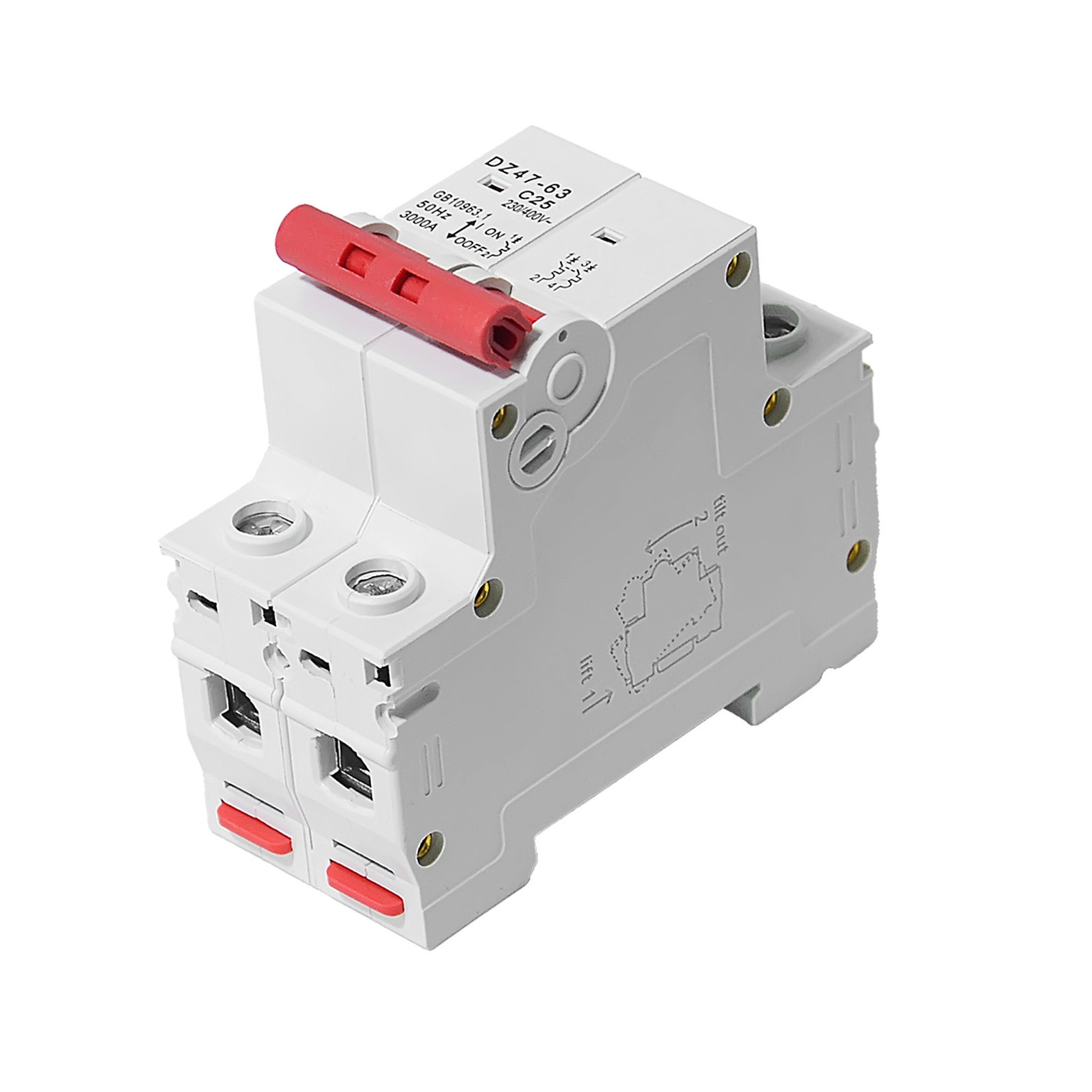 AC/DC MCB Mini Circuit Breaker 1/2/3P Type C 6 10 16 25 32 40 63 80 100 125Amp