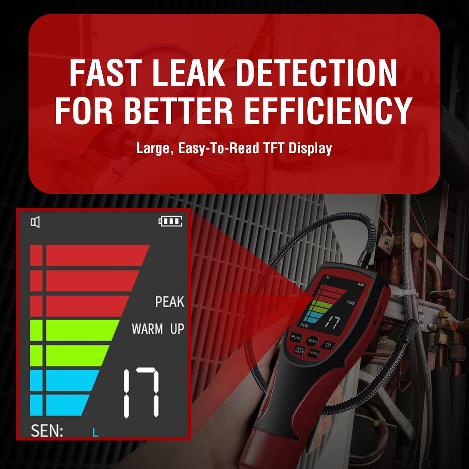 Refrigerant Leak Detector HVAC, ALD-200PRO 3-In-1 Professional Freon Leak Detec