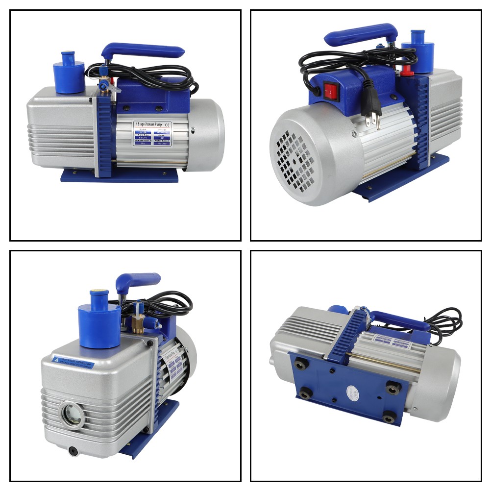 110V 9.6 CFM 1 HP Dual-Stage Rotary Vane HVAC Air Vacuum Pump For R12 R22 R134a