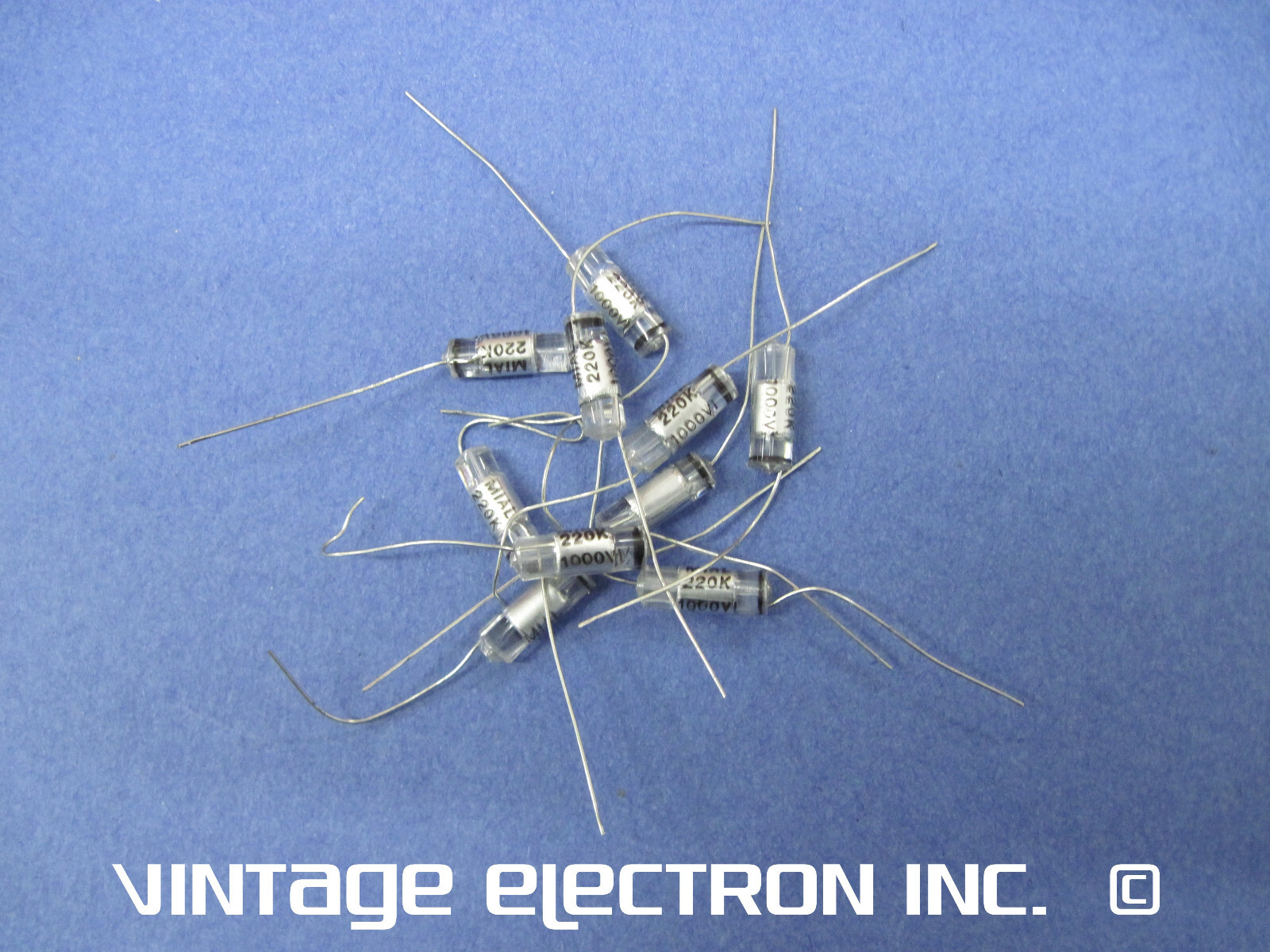 (10) MIAL Axial Lead Polystyrene Capacitors: 220pF 10% 1000V (Italy) FREE SHIP