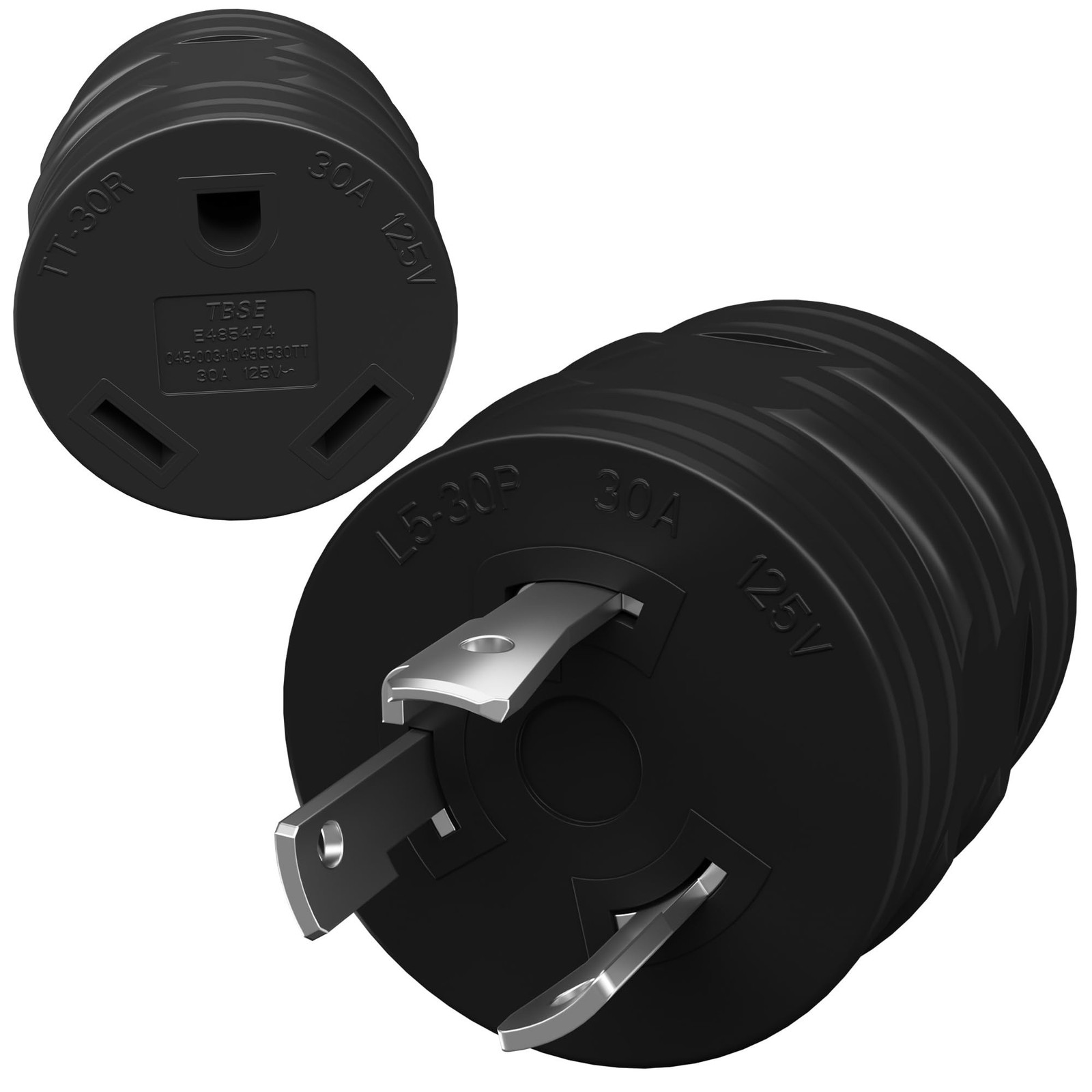 Elecan 30 Amp RV Generator Plug Adapter, 3 Prong L5-30P Twist-Lock Power Conv…