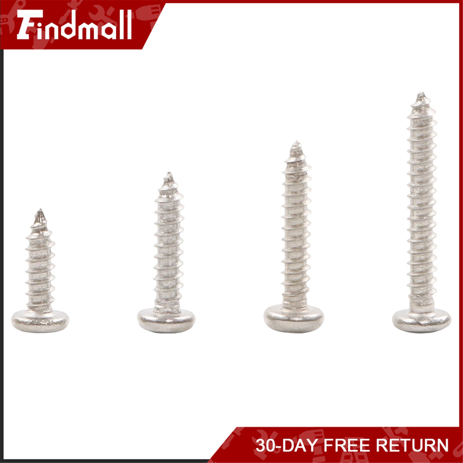 Findmall 780 PCS Pan Head Sheet Metal Screws Assortment Kit #4#6#8#10 Stainless