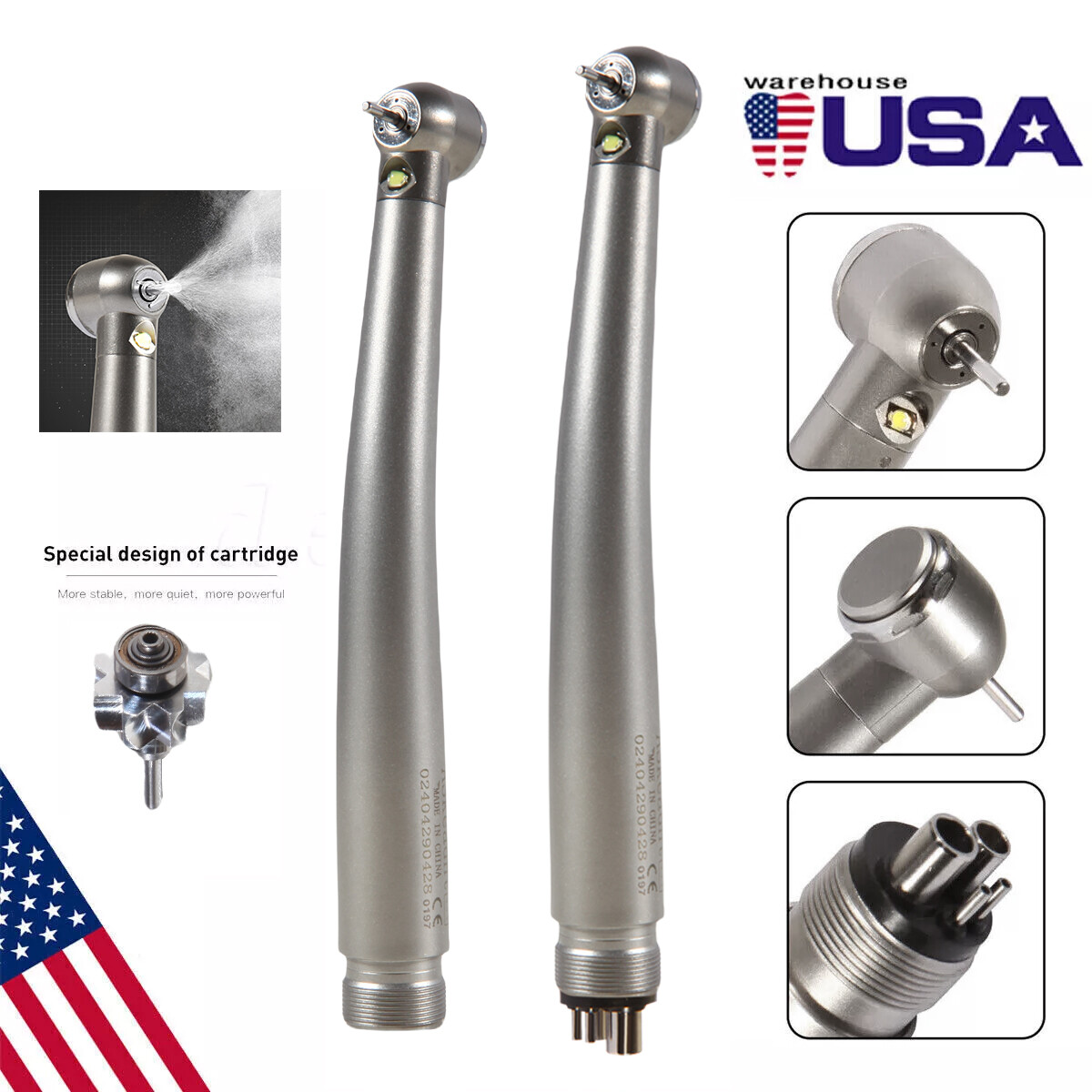 NSK Style Dental Fiber Optic LED E-generator high speed handpiece 2 Hole 4 Hole