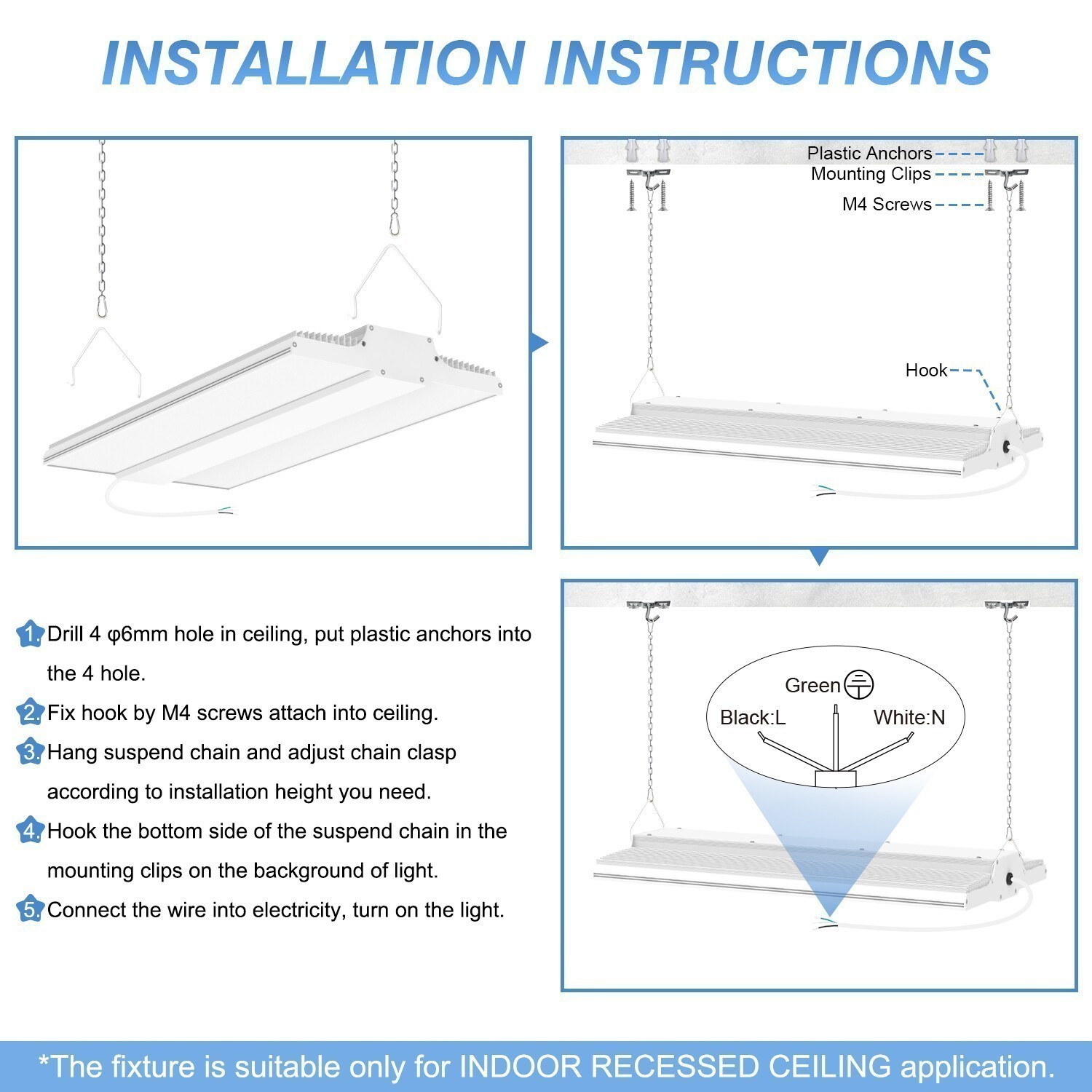 400W LED Linear High Bay Light Dimmable Warehouse Shop Gym Lighting 60000 Lumens