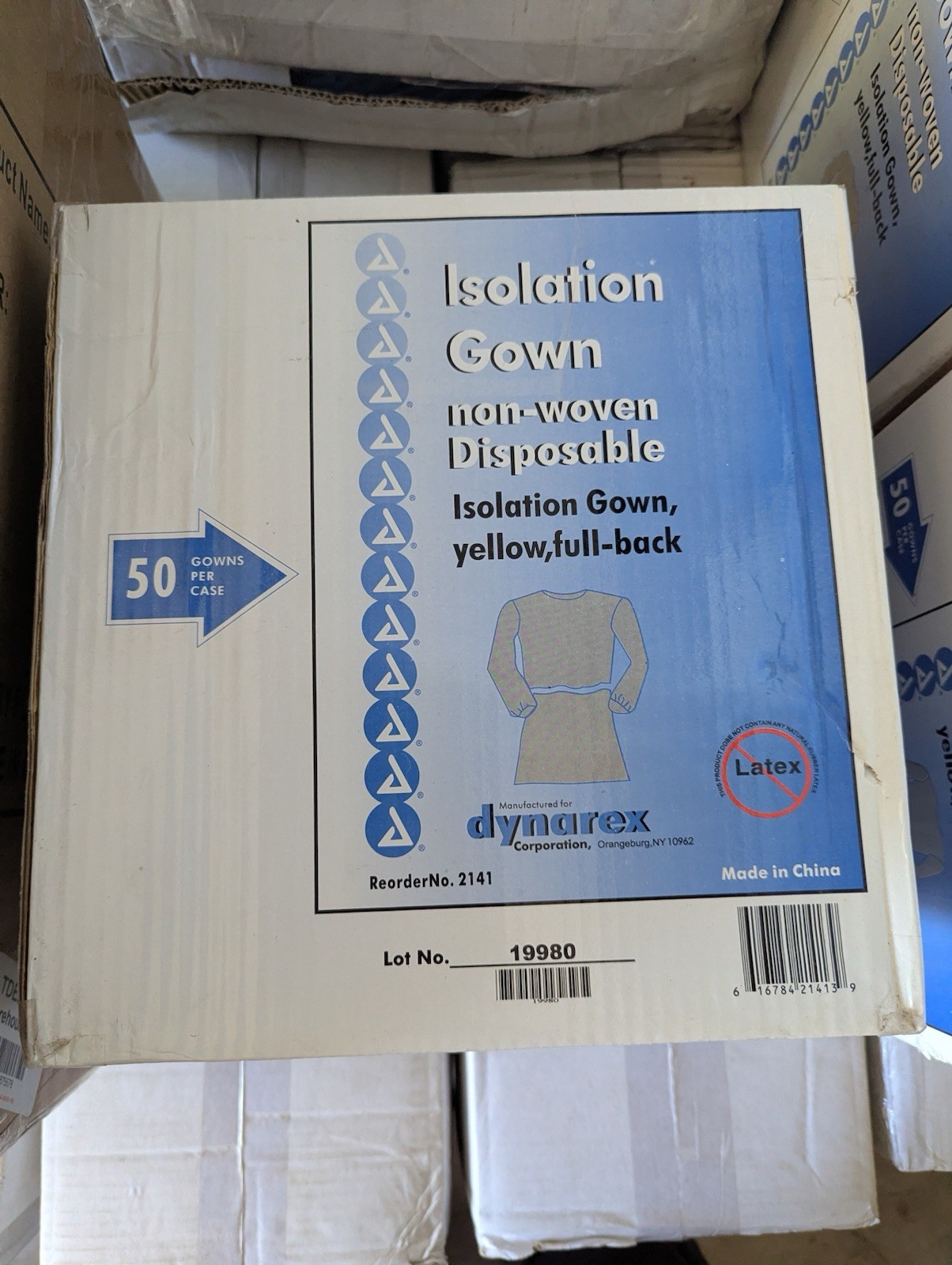 Dynarex 2141 Disposable Isolation Gown, Yellow – 50 Count