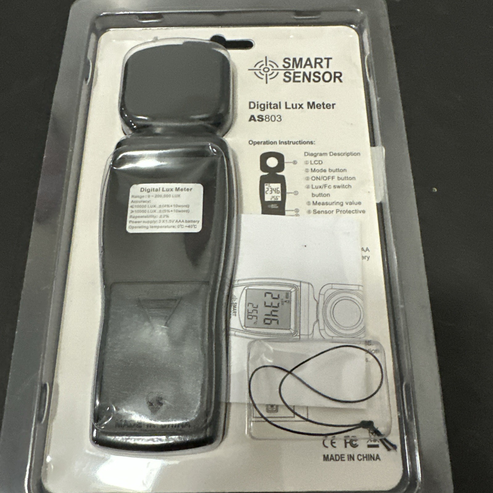 Smart Sensor Digital Lux Meter As803 New In Package