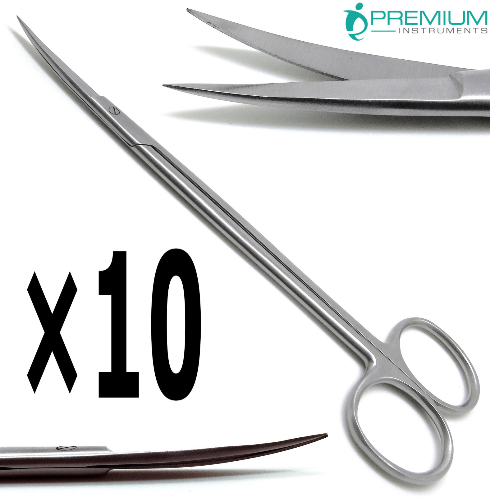 10× Kelly Scissor Curved 7″ Sharp/Sharp Dental Surgical Medical ENT Instruments