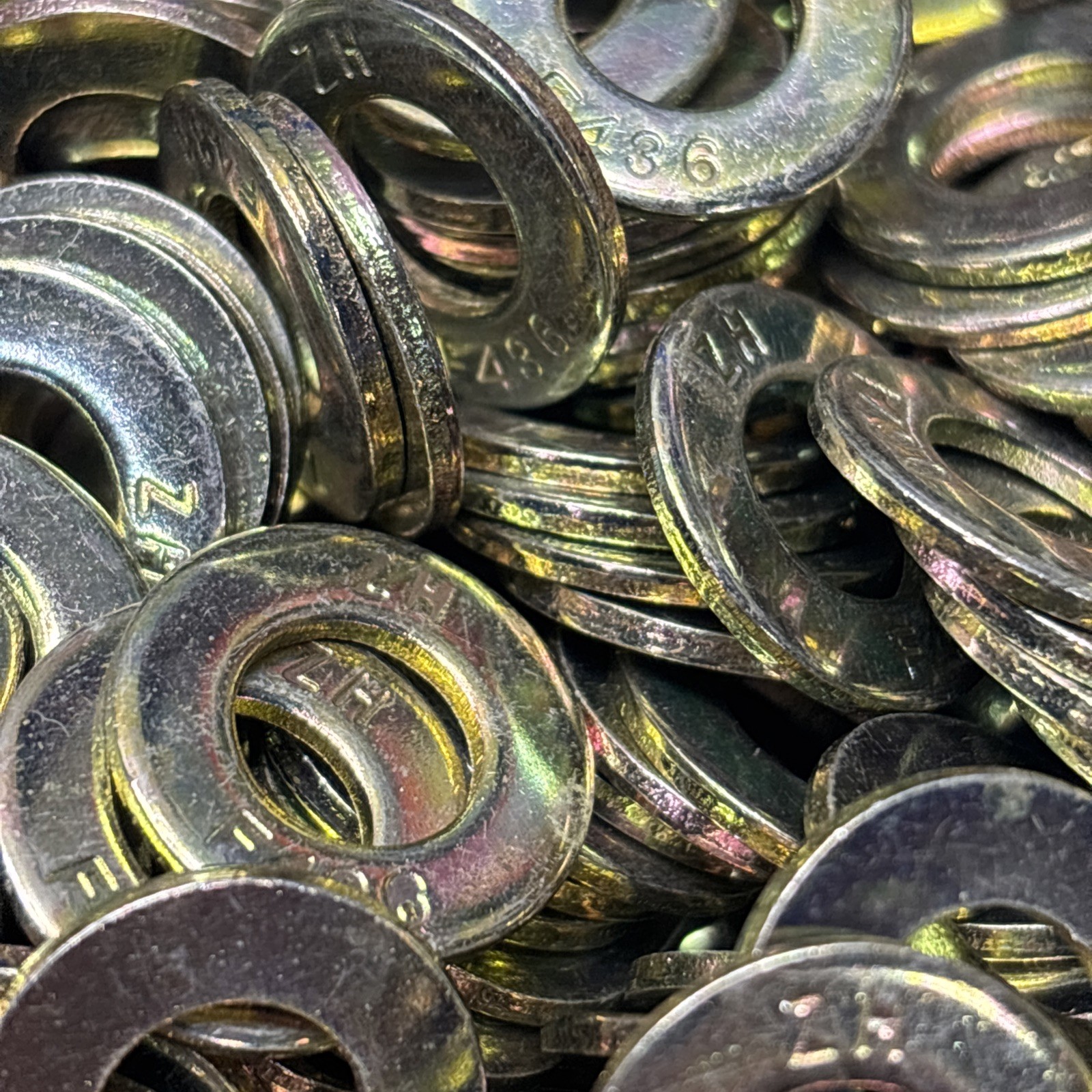 500- 5/16” F436 Structural Flat Washers Zinc Yellow, 11/16” O/D, 0.60” Thick