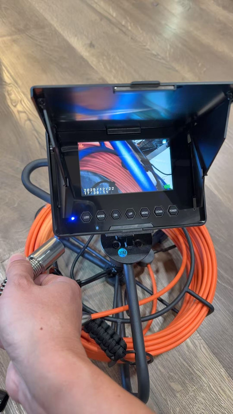 30m Pipe Sewer Inspection Camera 4.3 inches Monitor