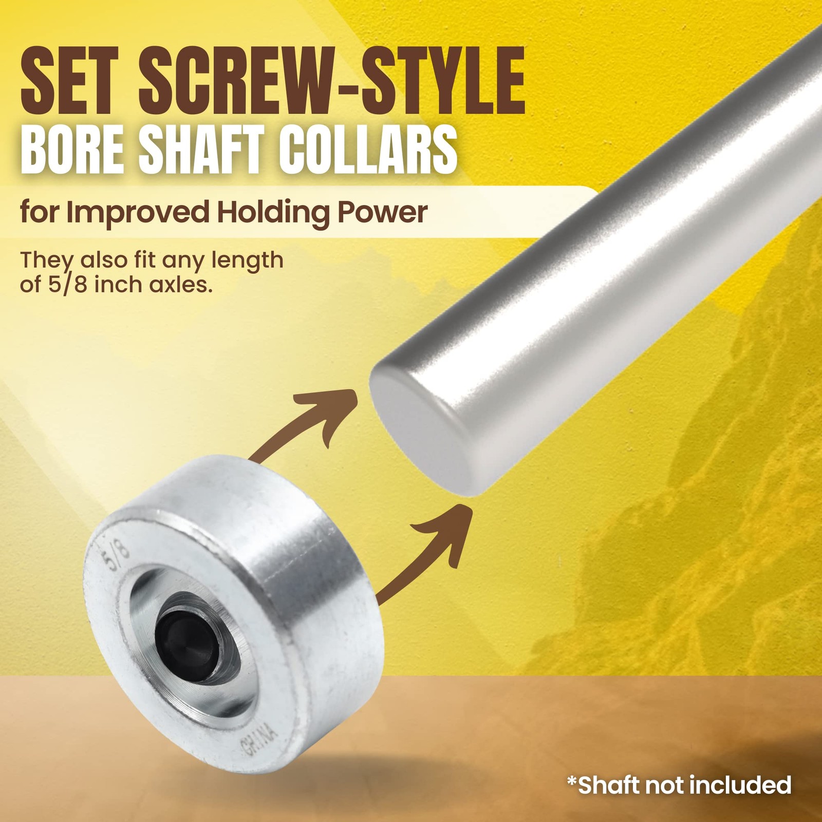 (4-Pack) 5/8” Bore Solid Steel Shaft Collars with Zinc Plated Coating – Durab…