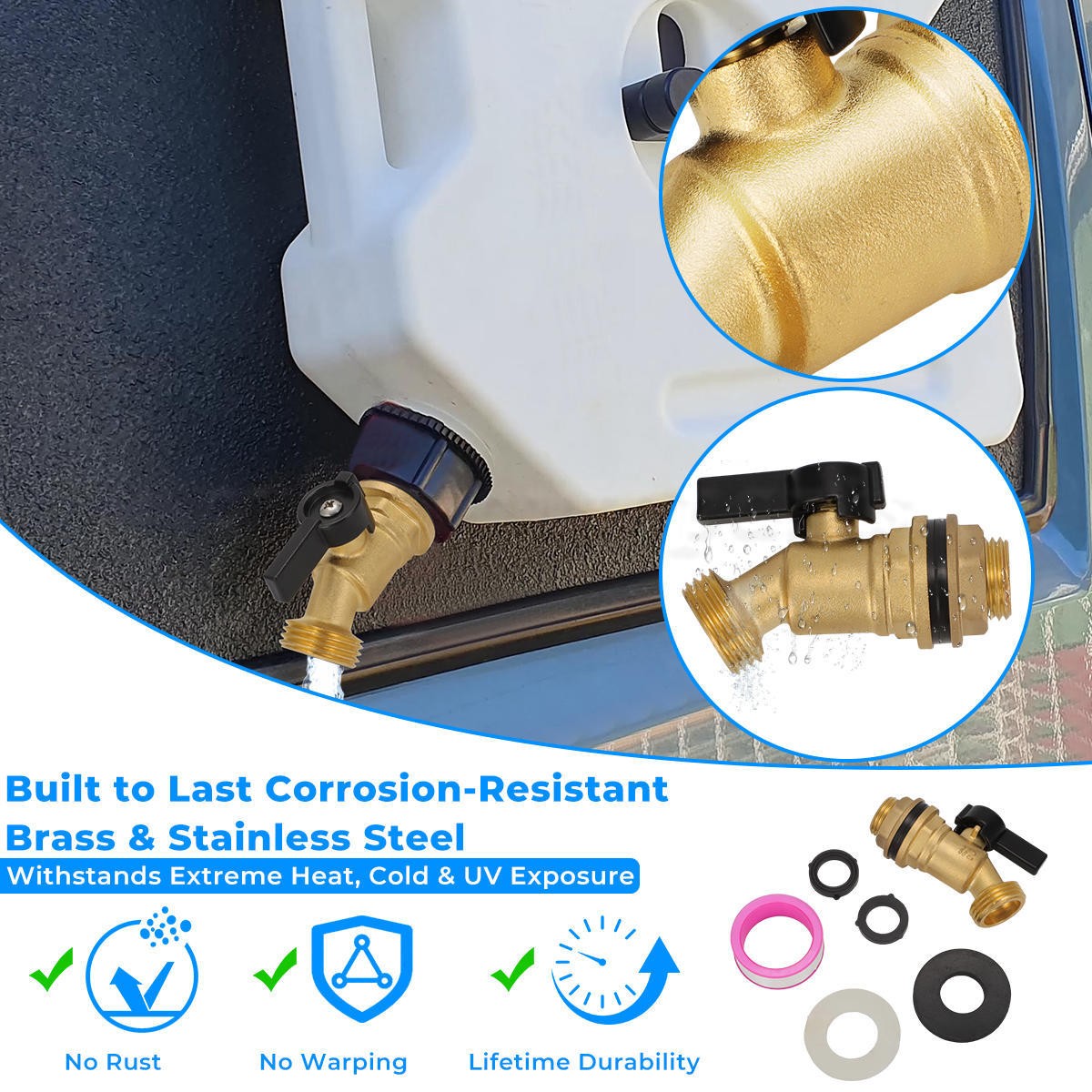 For ROTOPAX Water Containers – Brass Water Container Turn Spigot Kit