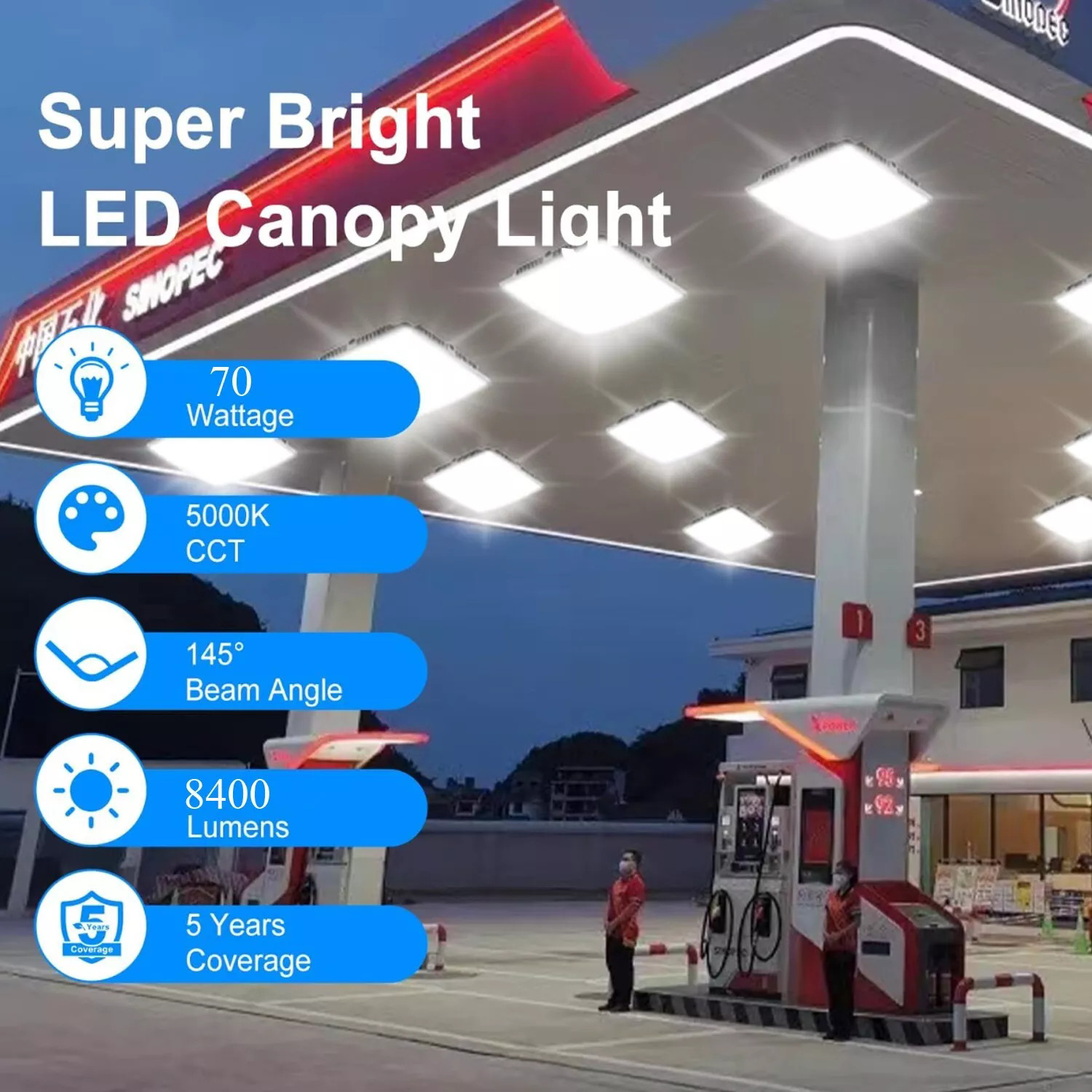 Outdoor Gas Station LED Canopy Garage Light 70W Parking Lot Street Light 4PACK
