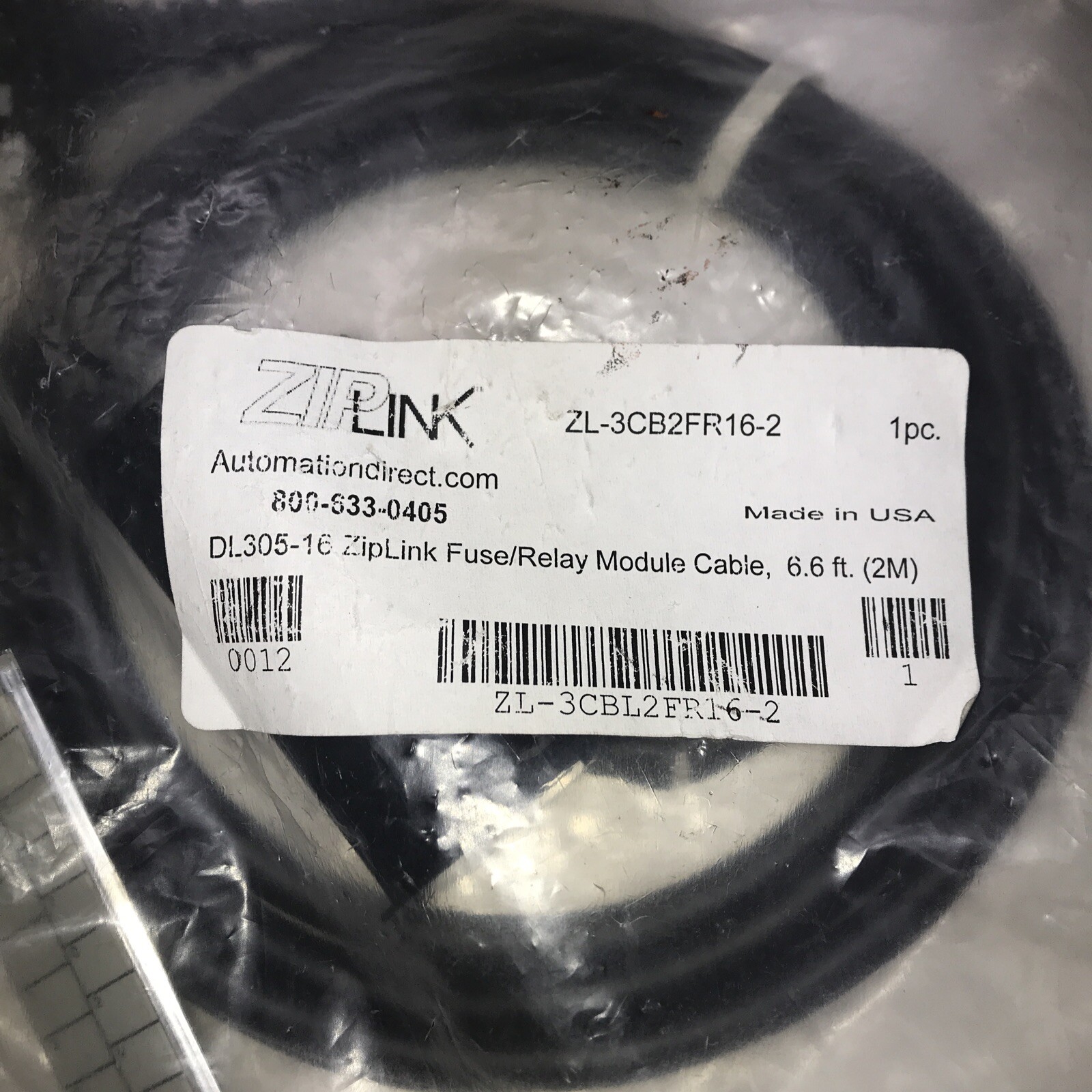 **NEW ZL-3CB2FR16-2 AUTOMATION DIRECT CABLE ZIPLINK DL305-16 6.6FT (2M) #