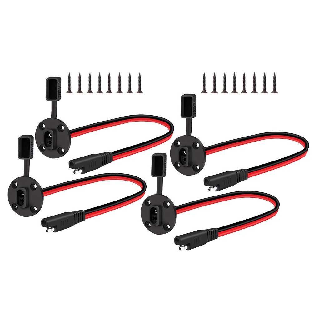 4Sets Sae Power Connector Cable Black Durable ABS Copper DIY Solar Panel Mount
