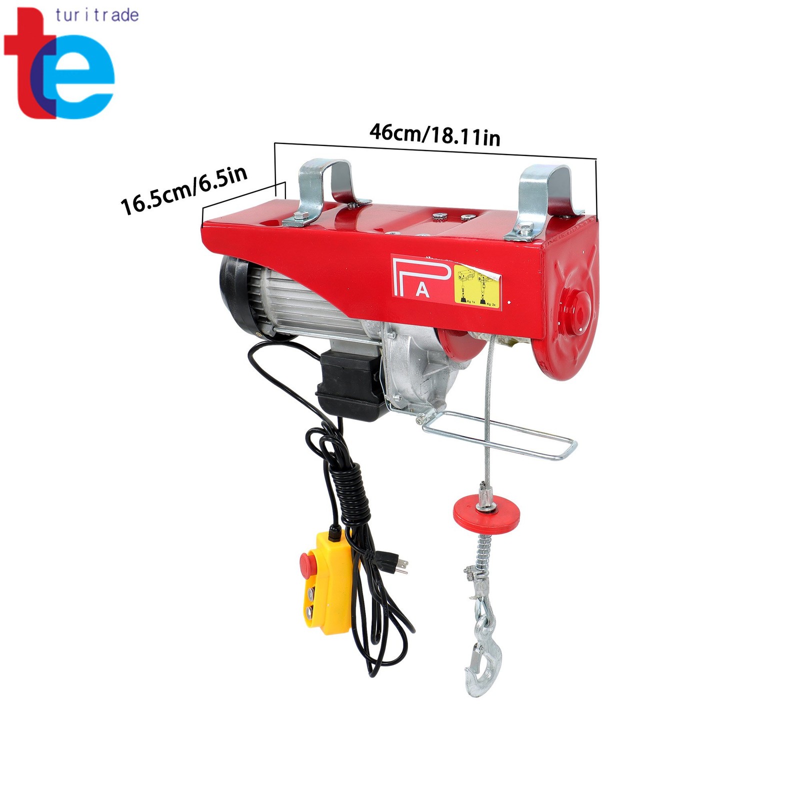Crane Winch Mini Electric Hoist 2200lbs 14ft Wired Remote Control 1600W 110V