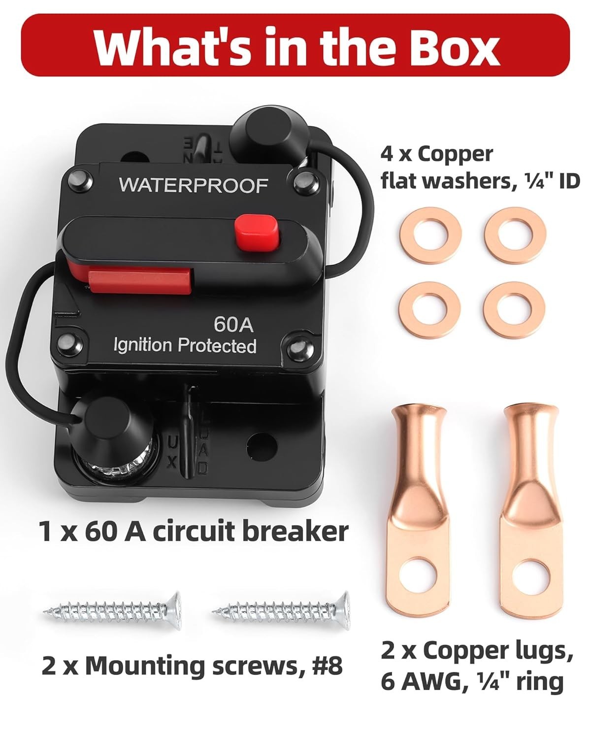 60 Amp Panel Mount Circuit Switch – Reliable and Safe for Marine & Car Audio Use