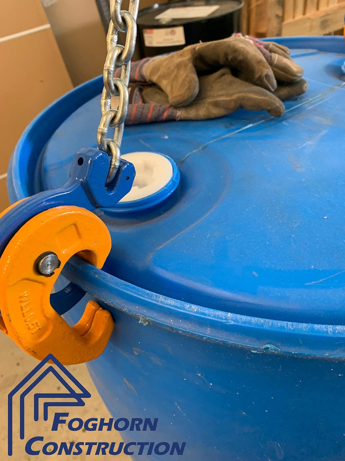 55 Gallon Drum Lifting Chain Hoist with 1 Ton Capacity – Webbing Sling Included
