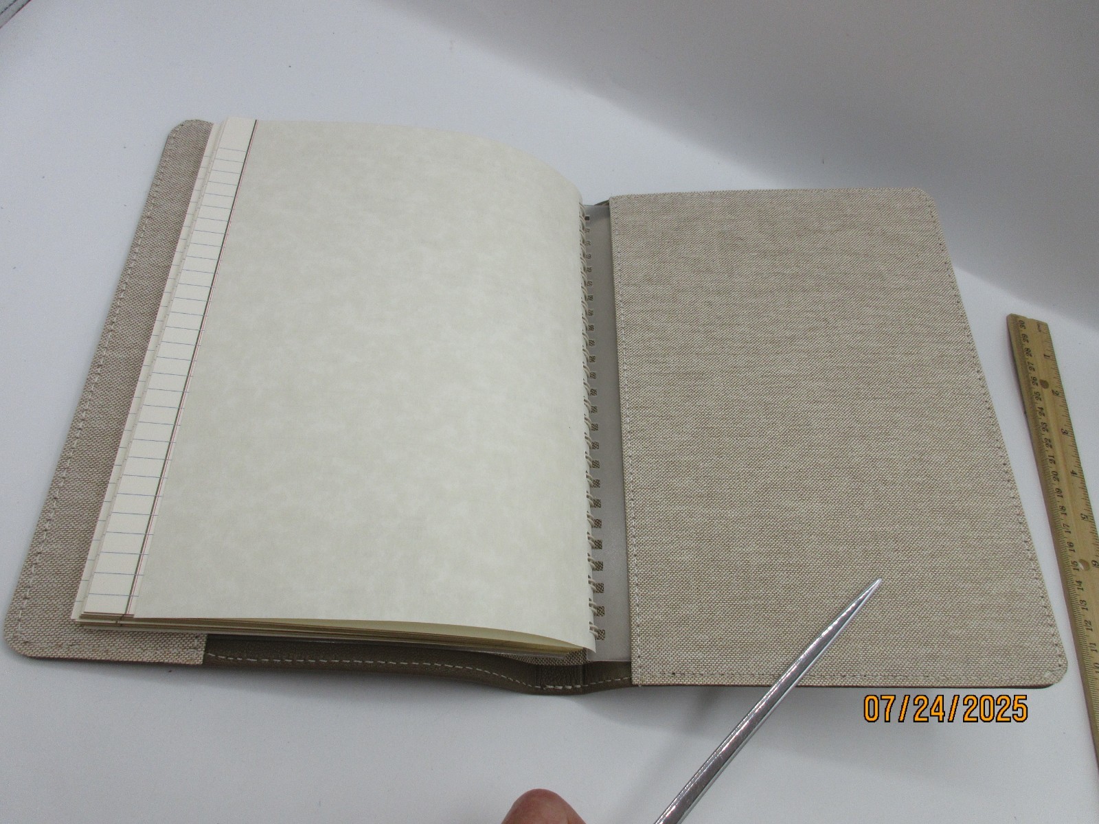 Graphic Image Notebook Refillable 9″ Goat Leather Spiral Lined Pages STONE