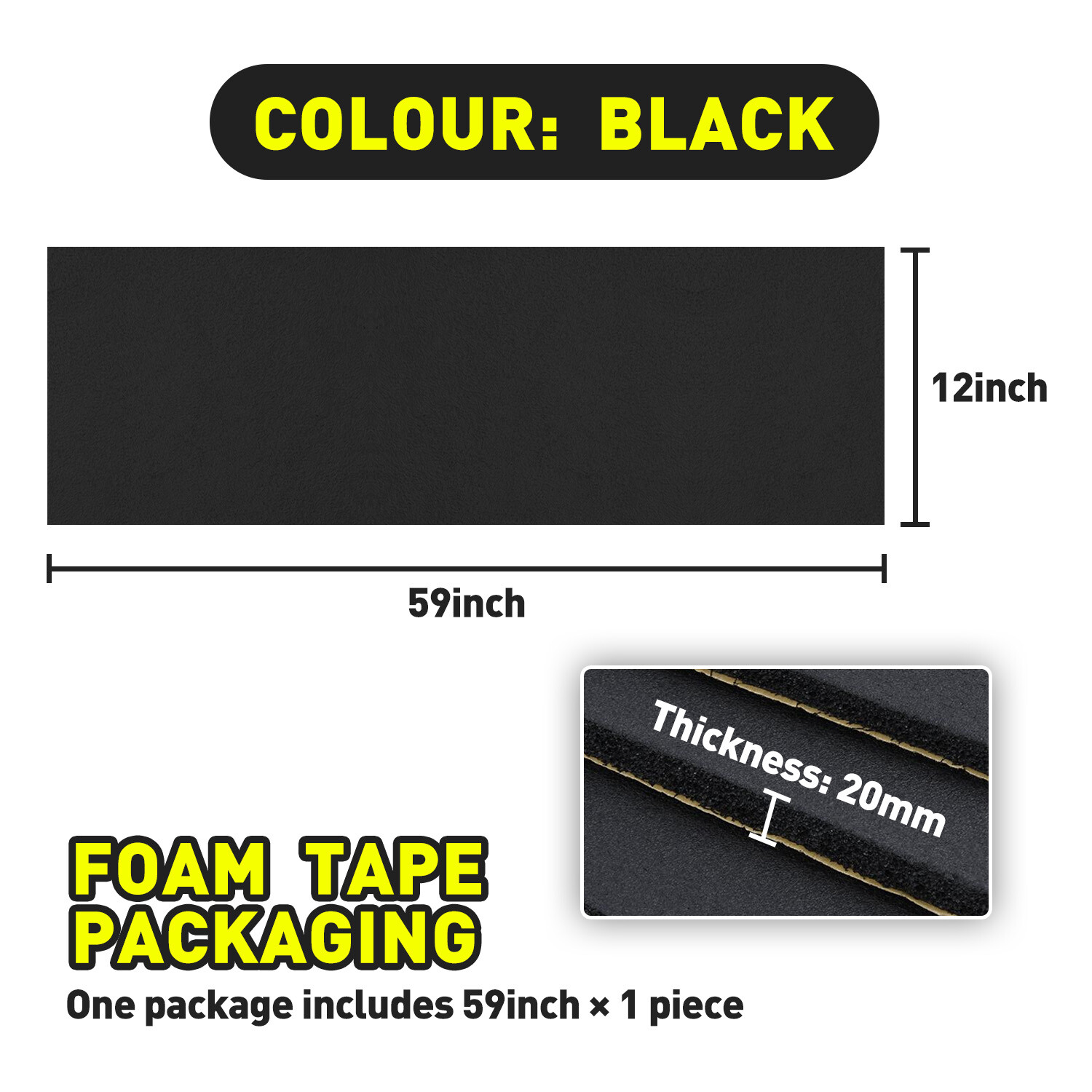 2Roll 59″x12″ Self-Adhesive Sound Insulation Acoustic Foam, Sound Proof Padding