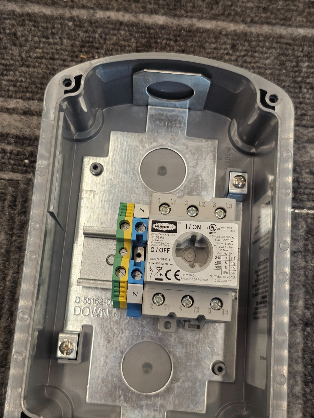 HUBBELL HBLDS30 CIRCUIT-LOCK Disconnect Switch Type 4X 30Amp 600VAC Max