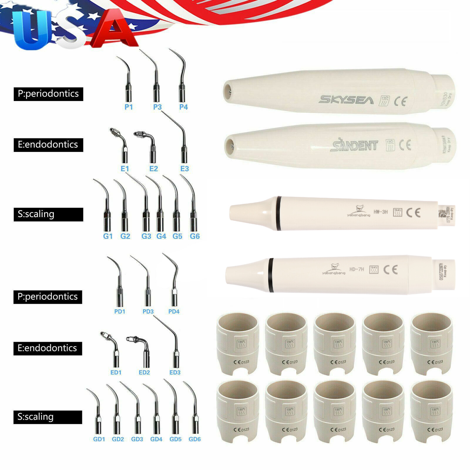 SANDENT Ultrasonic Piezo Scaler Handpiece / TIPS Fit EMS WOODPECKER /DTE SATELEC