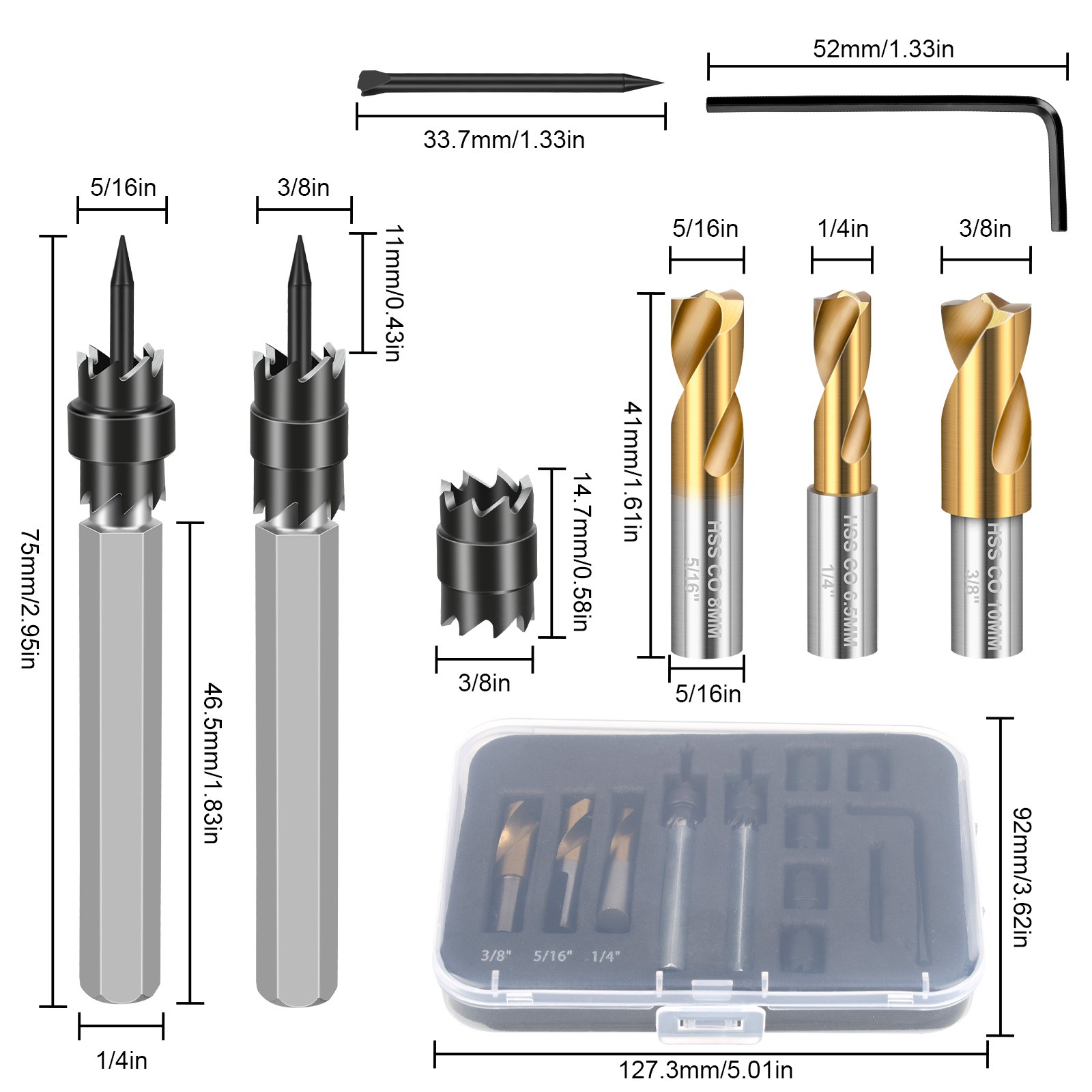 3/8″ 5/16″Double Sided Spot Weld Cutter Remover Drill Bit Welder Cut Rotary Kit