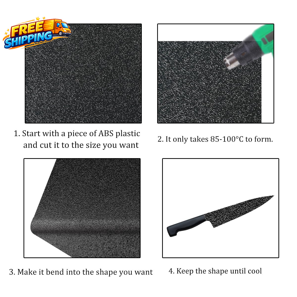 Pack of 2 ABS Plastic Sheet, Black Plastic Sheet 8″ X 12″ X 1/8″ Thick (3Mm) Rig