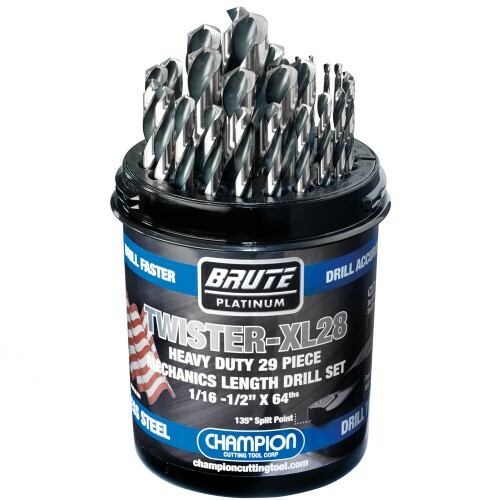 Champion 29 Piece Twister Brute Platinum XL28 HSS Mechanics Drill Bit Set