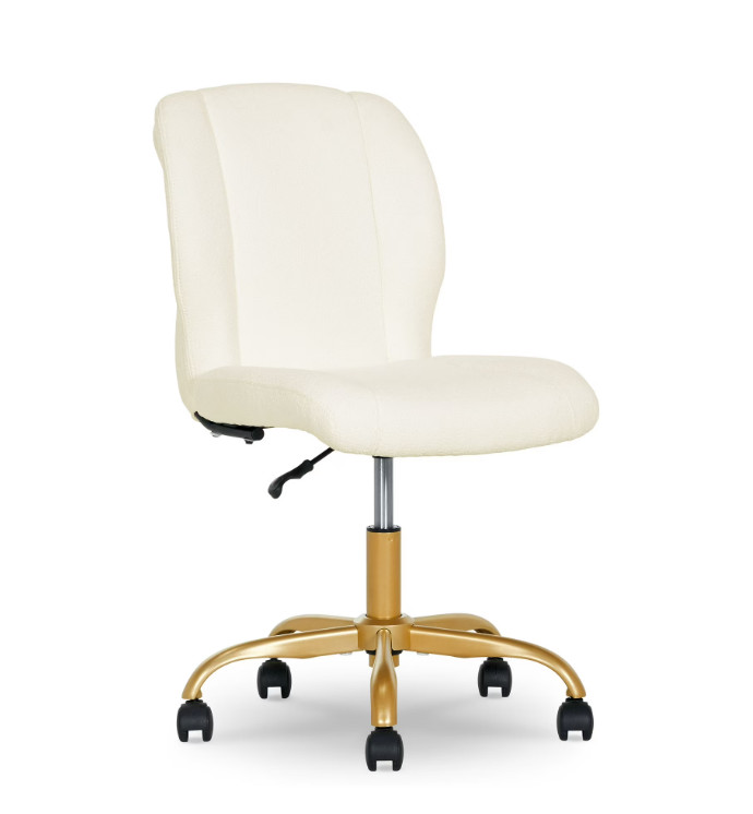 Boucle Armless Office Chair Cream for Adults Teens Home Office