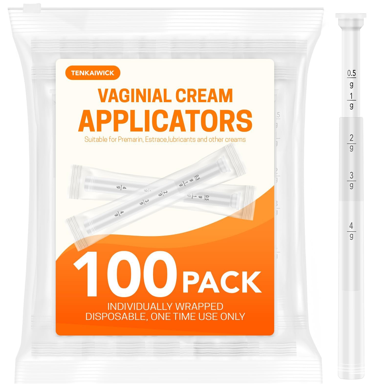 100 PACK Disposable Vaginal Suppository Applicator for 1 Count (Pack of 100)